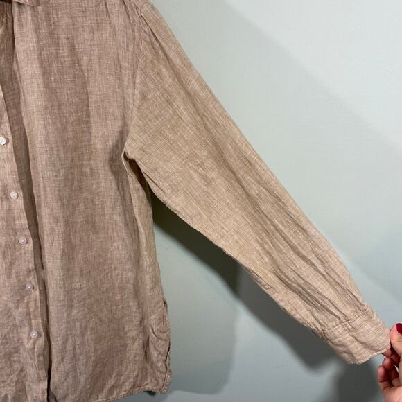 Everlane Men Tan 100% European Flax Linen Button Up Shirt Size M - Picture 6 of 8
